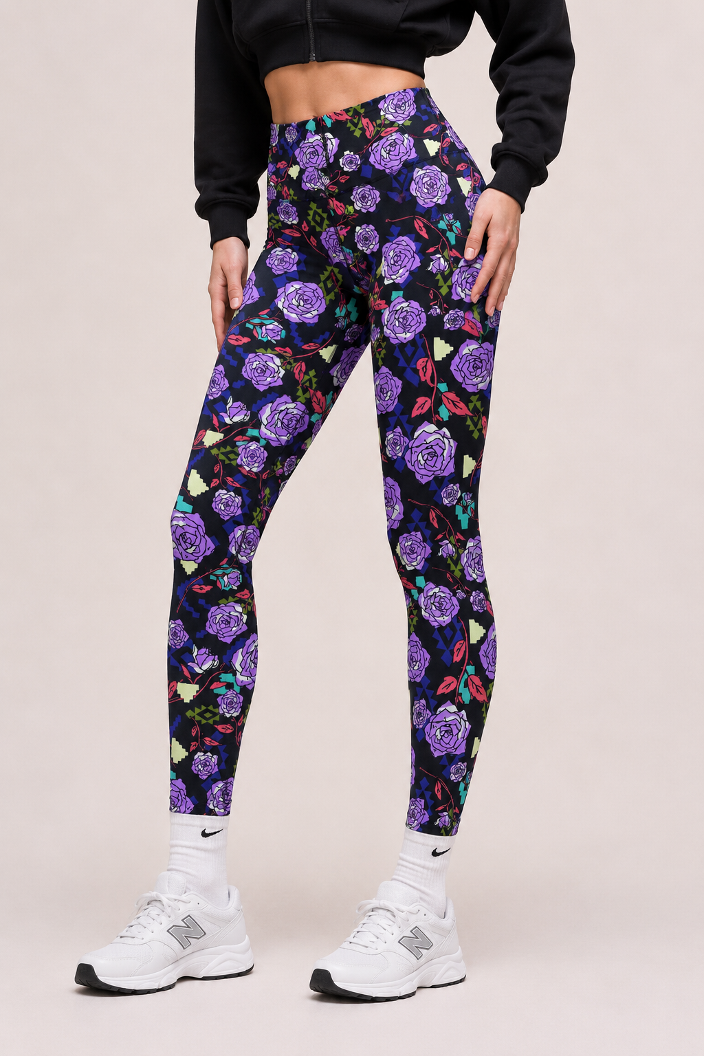 Buccleuch Studios x Shimena Purple Rose Pop High-Waisted Leggings